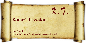 Karpf Tivadar névjegykártya